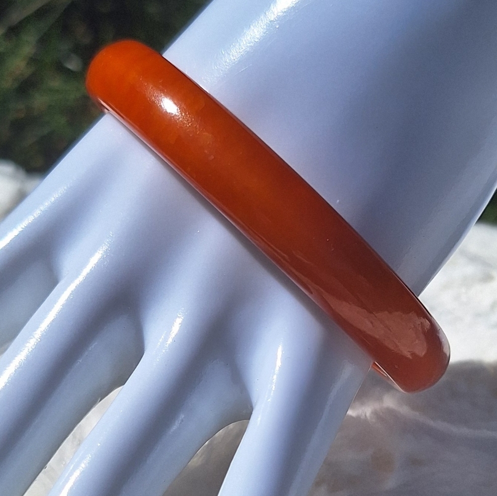Red Orange Tone Thick Art Deco Bakelite Bangle Bracelet - TESTED